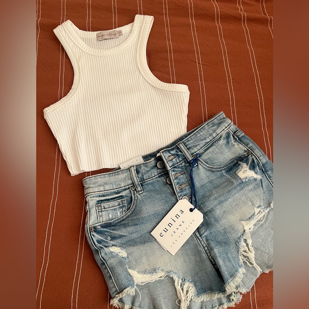 Cropped ribbed tank top
